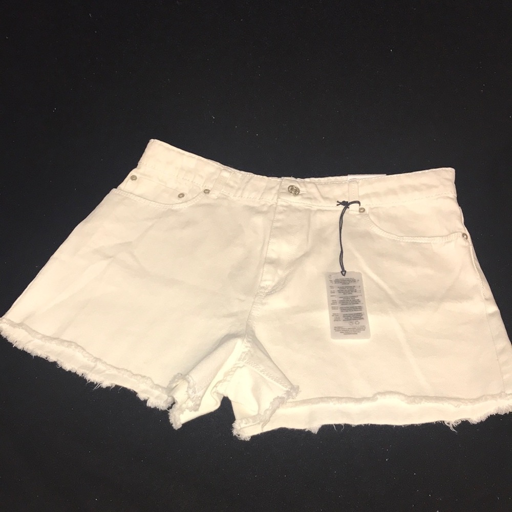 White Denim High waist Shorts